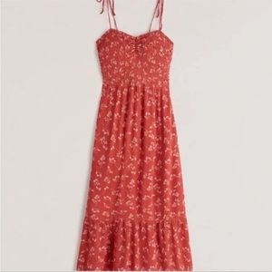 Abercombie red floral smocked dress
